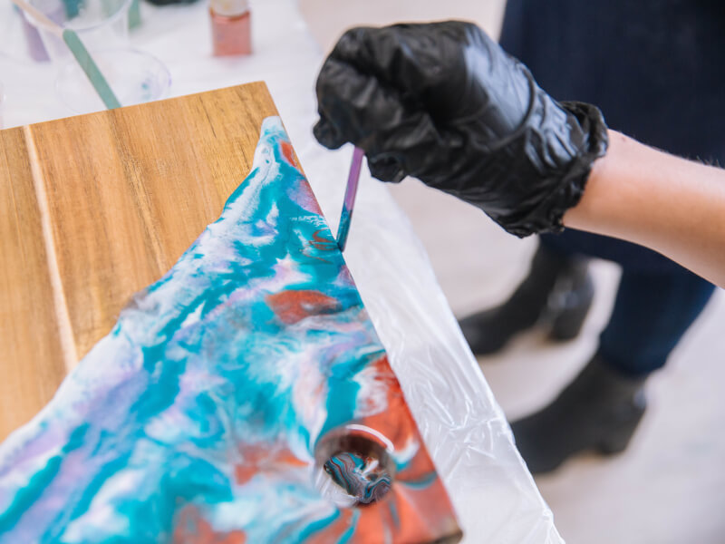 Resin art cheeseboard